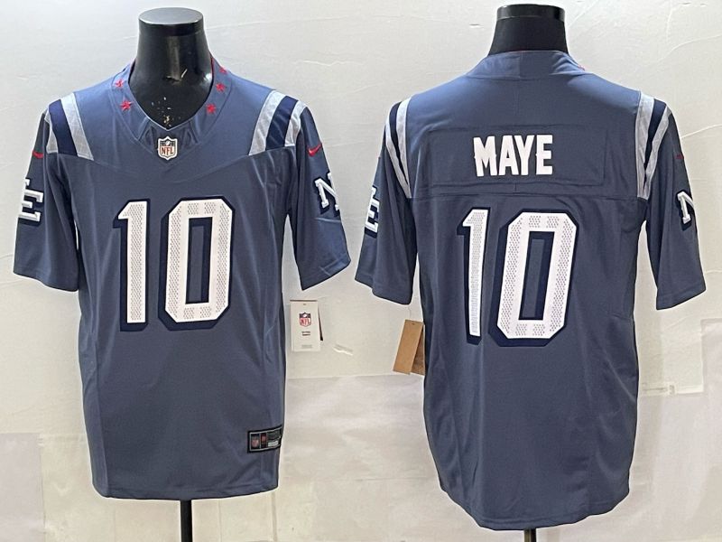 Men 2025 New England Patriots #10 Maye blue 5th generation Throwback Nike Limited NFL Jersey style 03